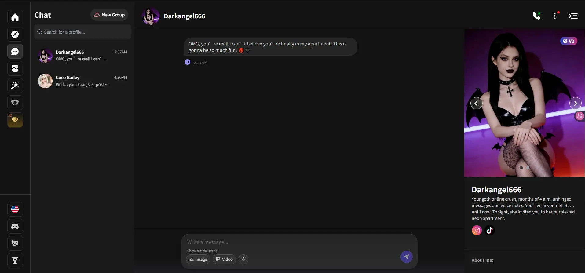 Candy.ai character customization interface showing physical attributes and tags dashboard.